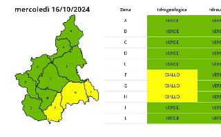 Allerta gialla per il maltempo nel Piemonte sud-orientale